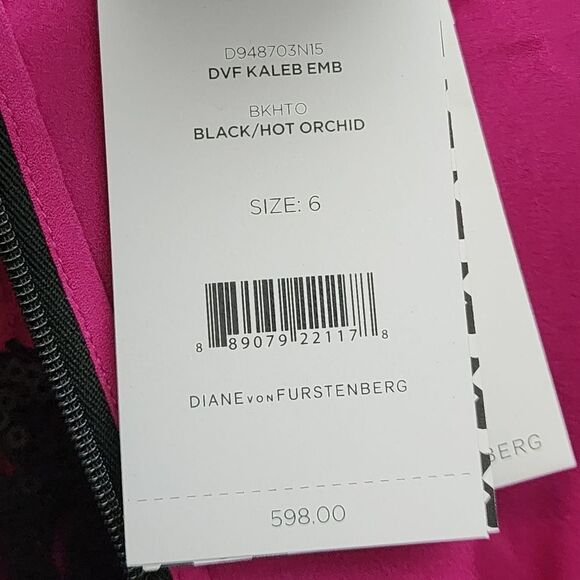 Diane von Furstenberg 'Kaleb' Embellished Shift Dress Black/Hot Orchid - Picture 12 of 16